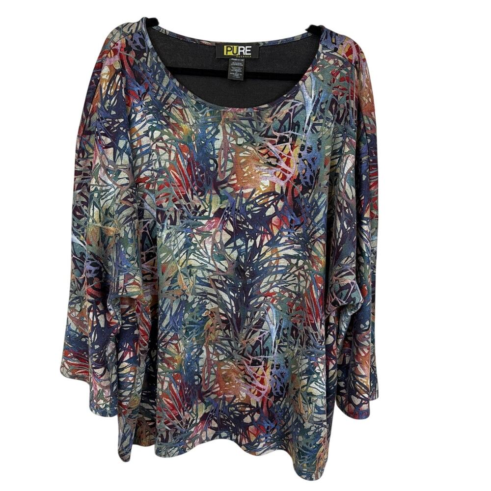 Pure Essence Multicolored Scoop neck Tunic Top Size 3X MADE Canada